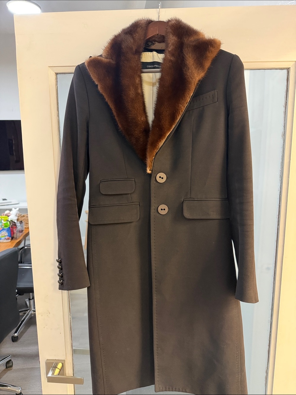 DSQUARED2 trench coat with fur collar
